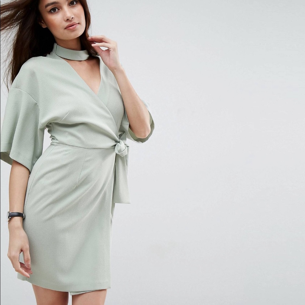 ASOS Wrap Mini Dress with Chocker Detail